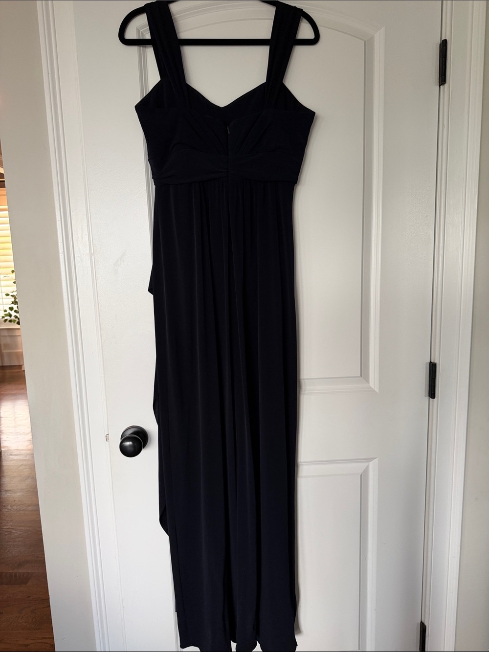 Amsale Navy Sleeveless Maxi Gown with Draped Side - Picture 3 of 6